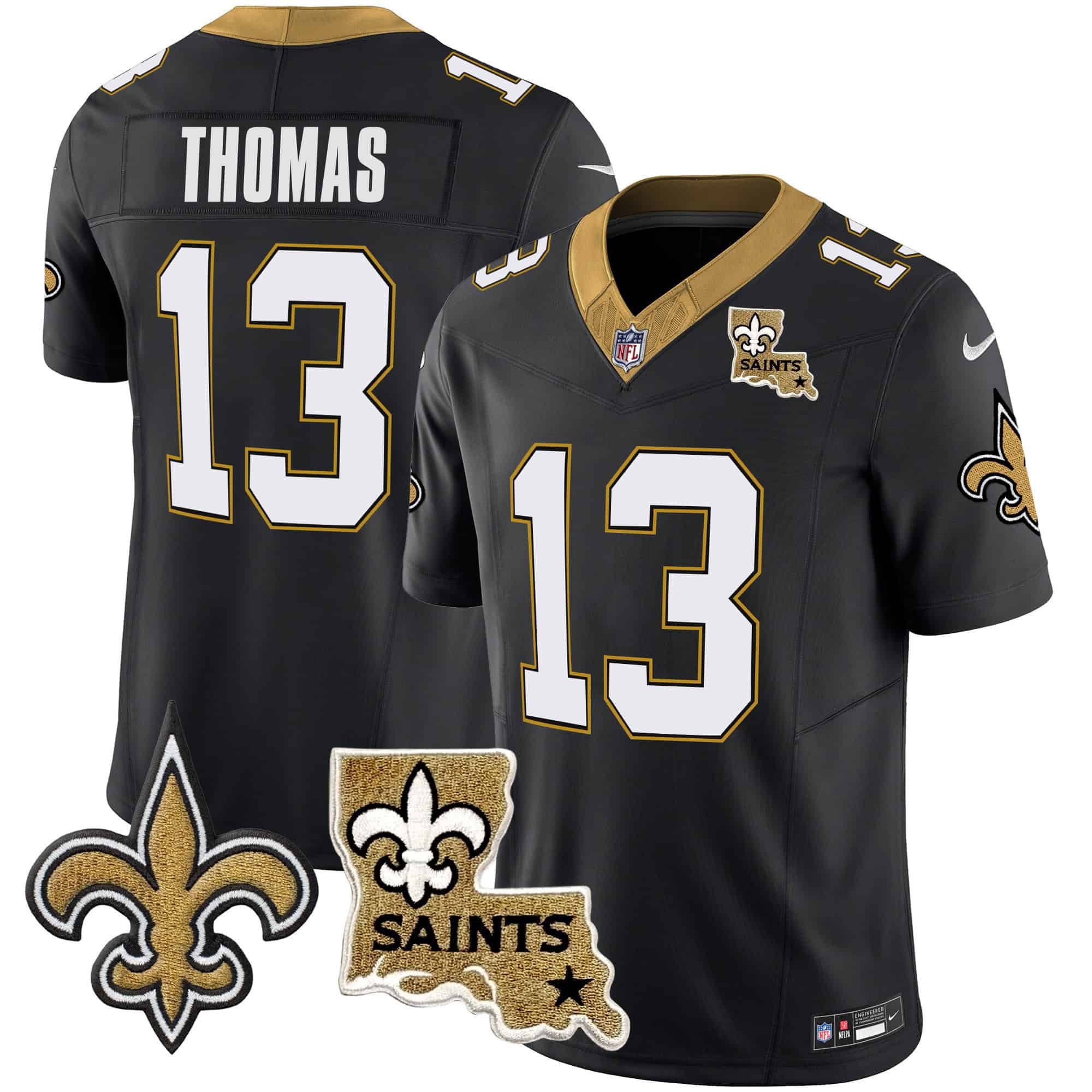 Men New Orleans Saints 13 Thomas Black 2024 Nike Vapor Limited NFL Jersey style 1